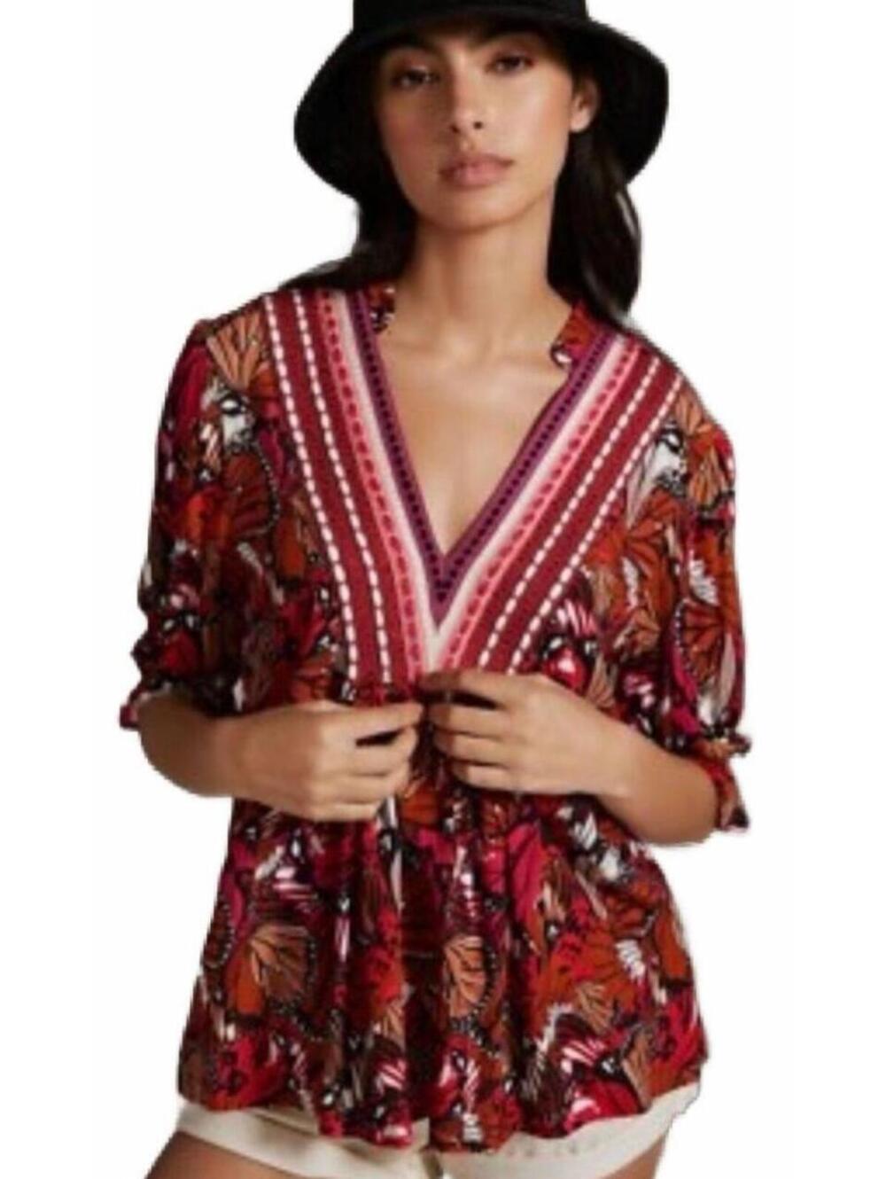 Anthropology Blank London Butterfly Blouse Women's 2X Boho